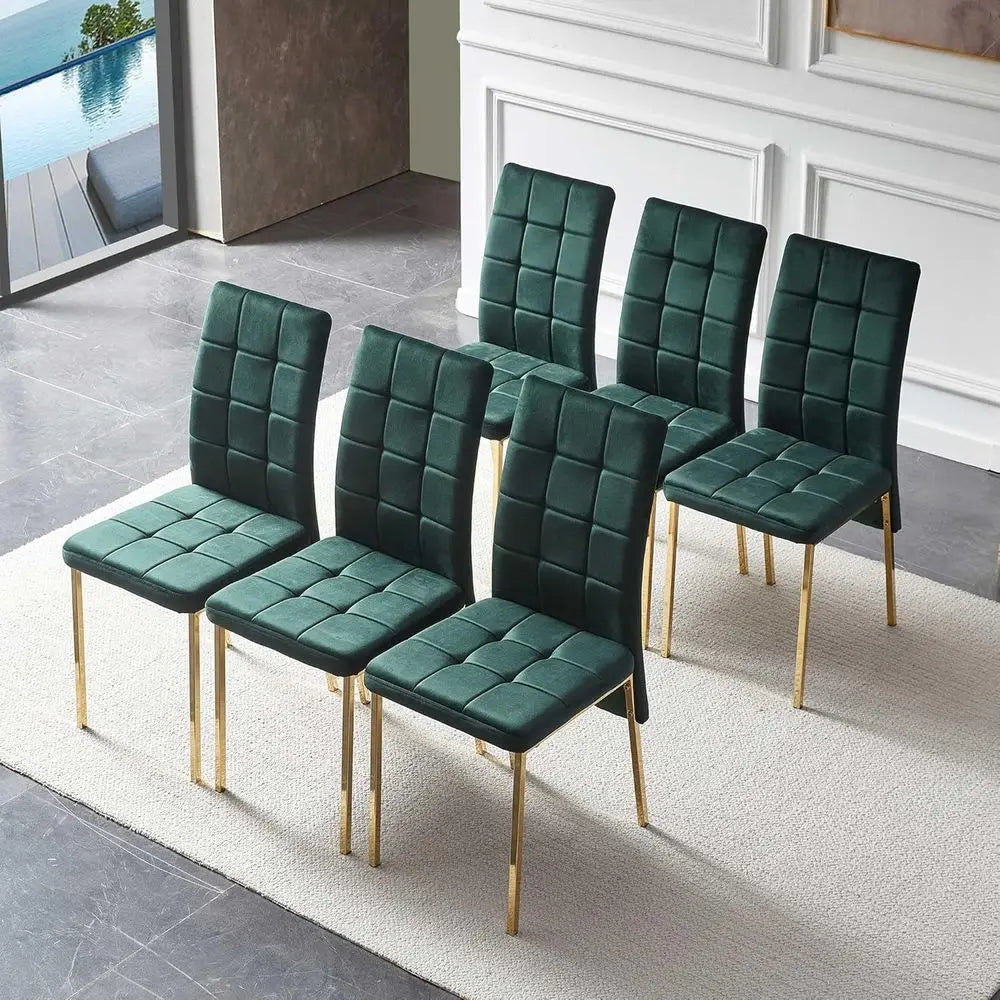 6 Upholstered Velvet High Back Tufted