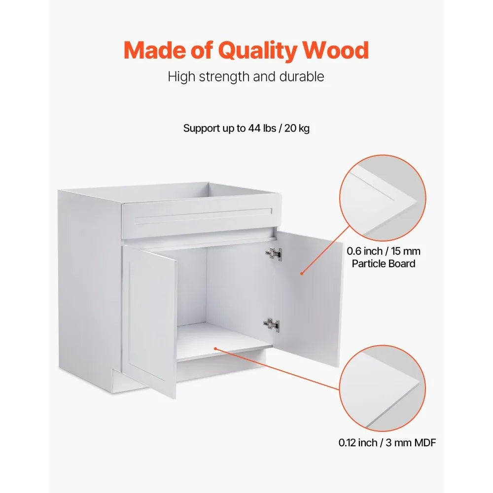 White Shaker Sink Base 36X24X34.5" Unassembled