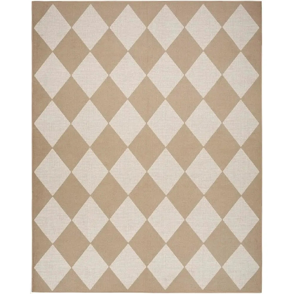 Washable Jute Geometric Natural Ivory 5'3"" X 7'3""