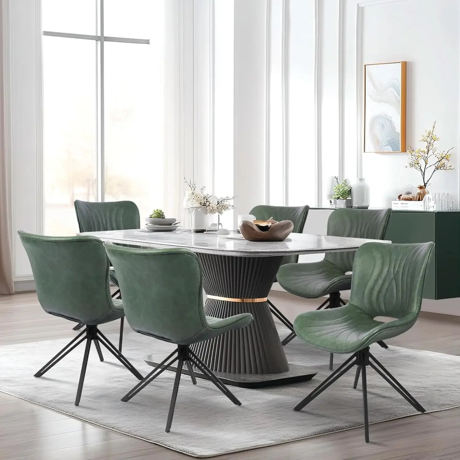 6, 360° Swivel Upholstered Mid-Century Modern