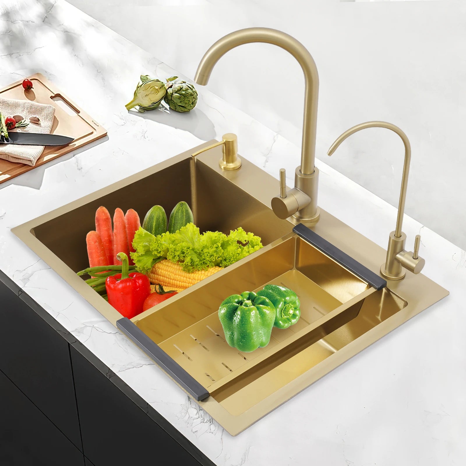 Gold Drop in 23.62x17.72" Stainless Single Bowl
