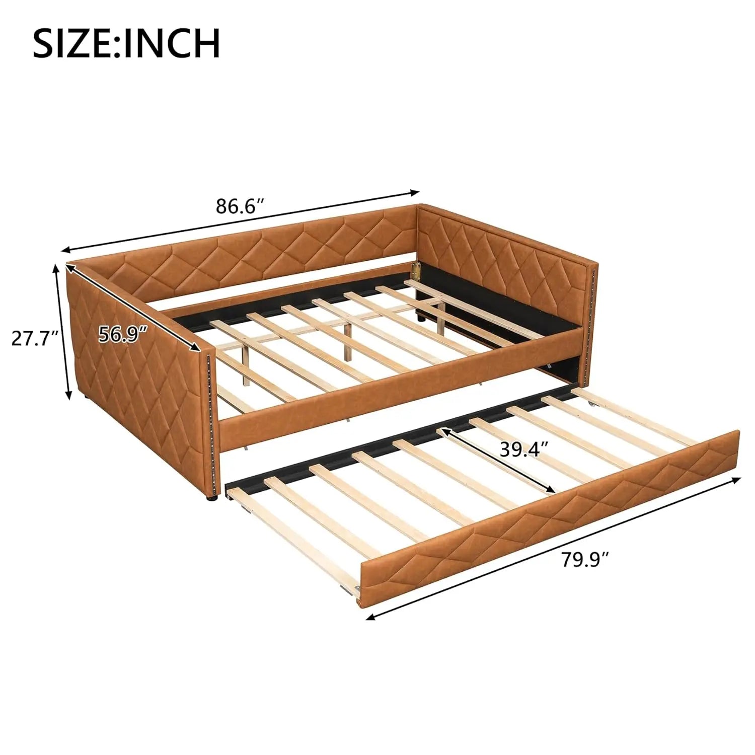 Full Size LED Armrest Daybed w/Trundle