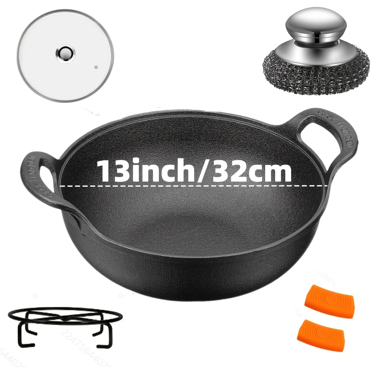 3PCS Cast Iron Skillet Set (6/8/10 Inch) Pre-Seasoned, Heavy-Duty