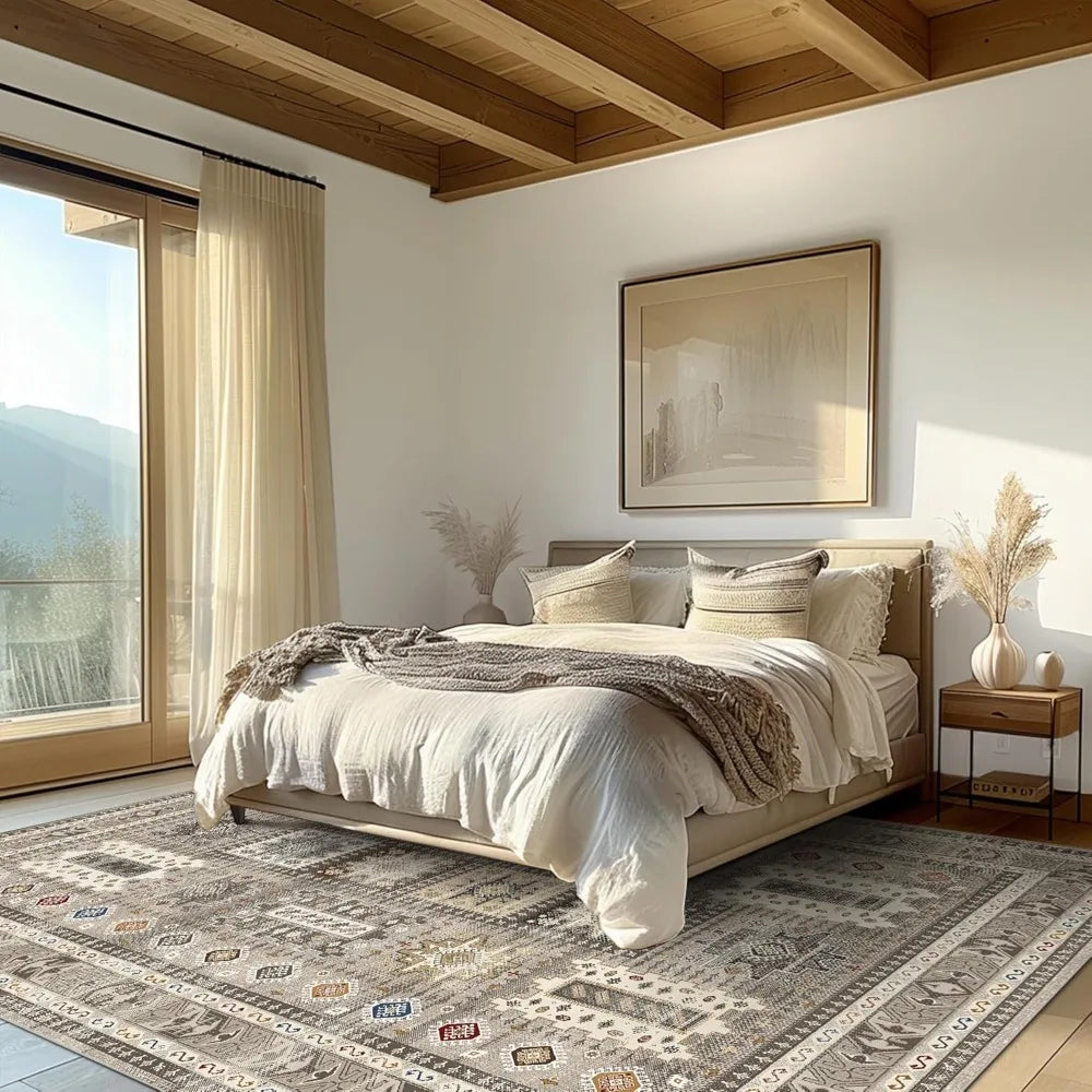 8x10 Vintage Distressed Brown Washable