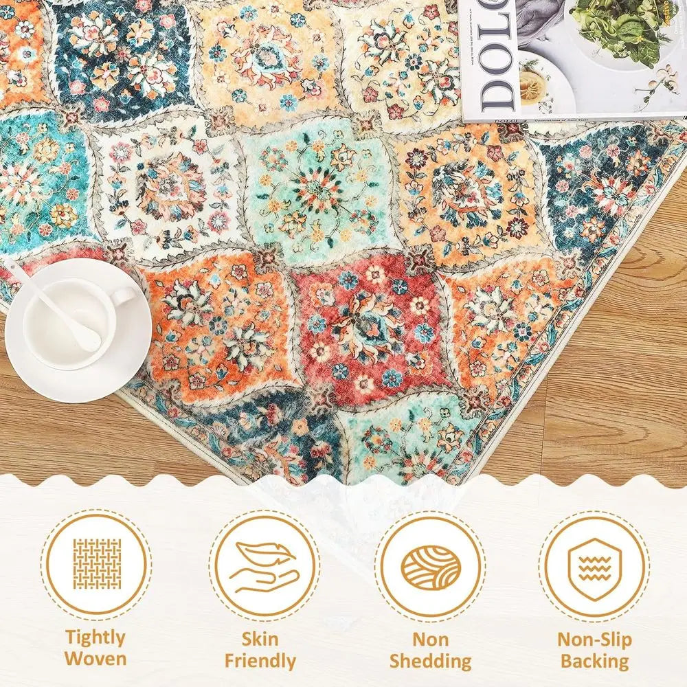 8x10 Vintage Moroccan Cream Washable
