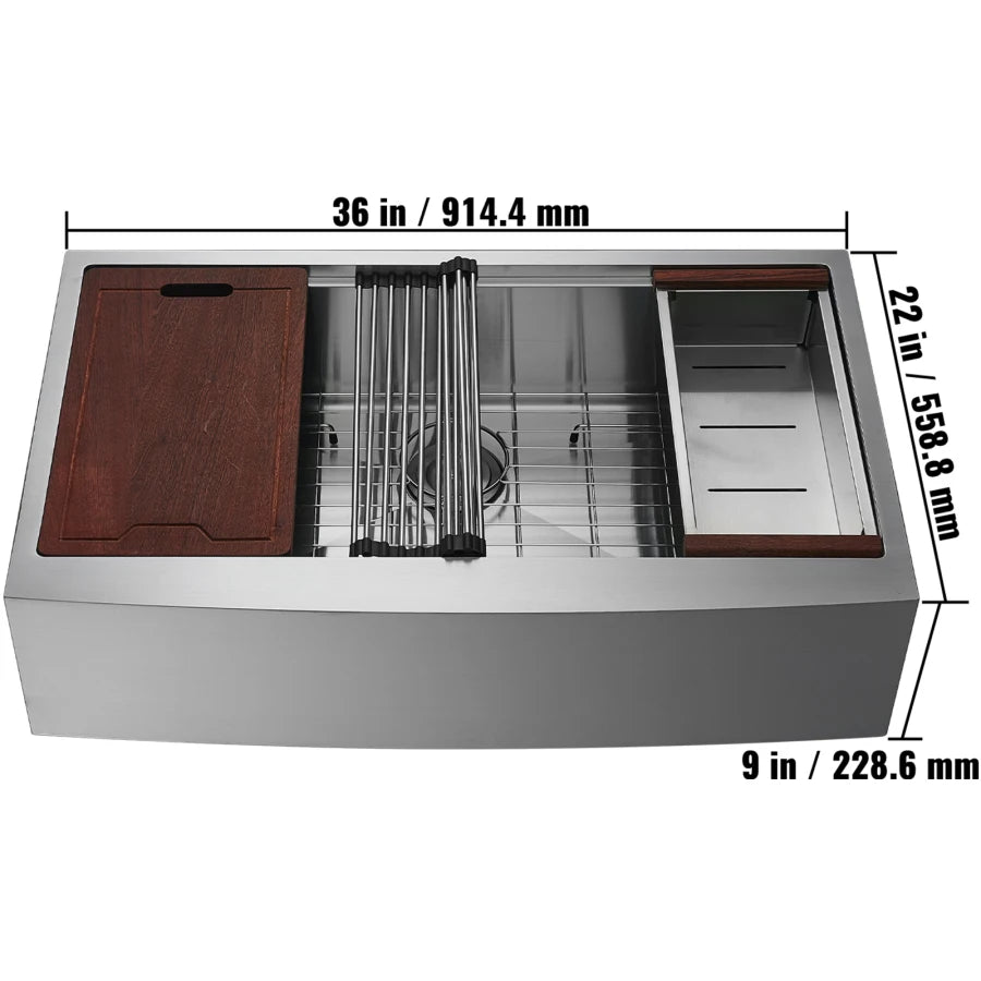 Farmhouse Kitchen Sink 304 Stainless Drop-In