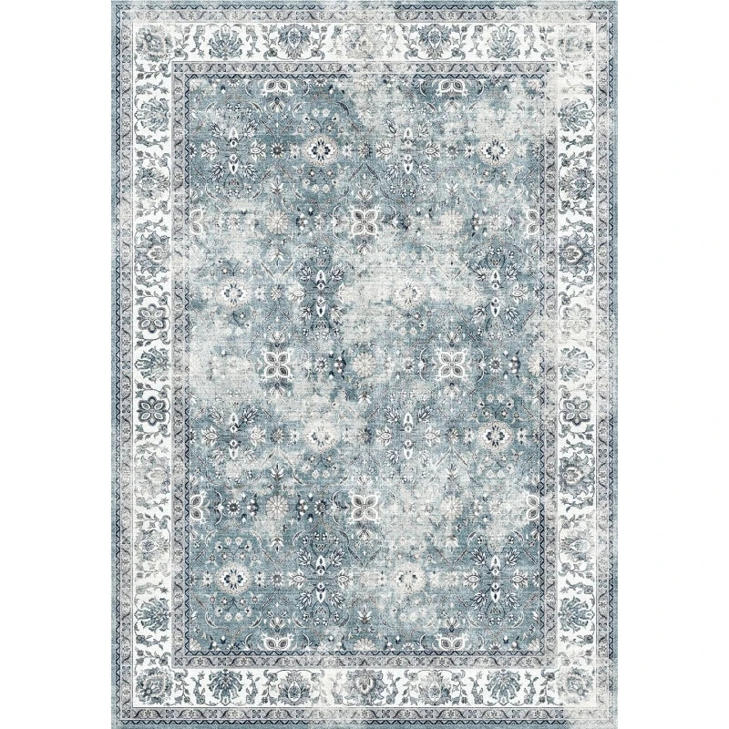 5x7 Washable Blue/White