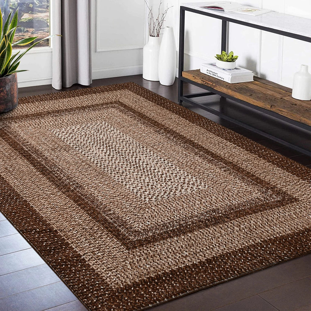 57"x52" Washable Modern Braided Print