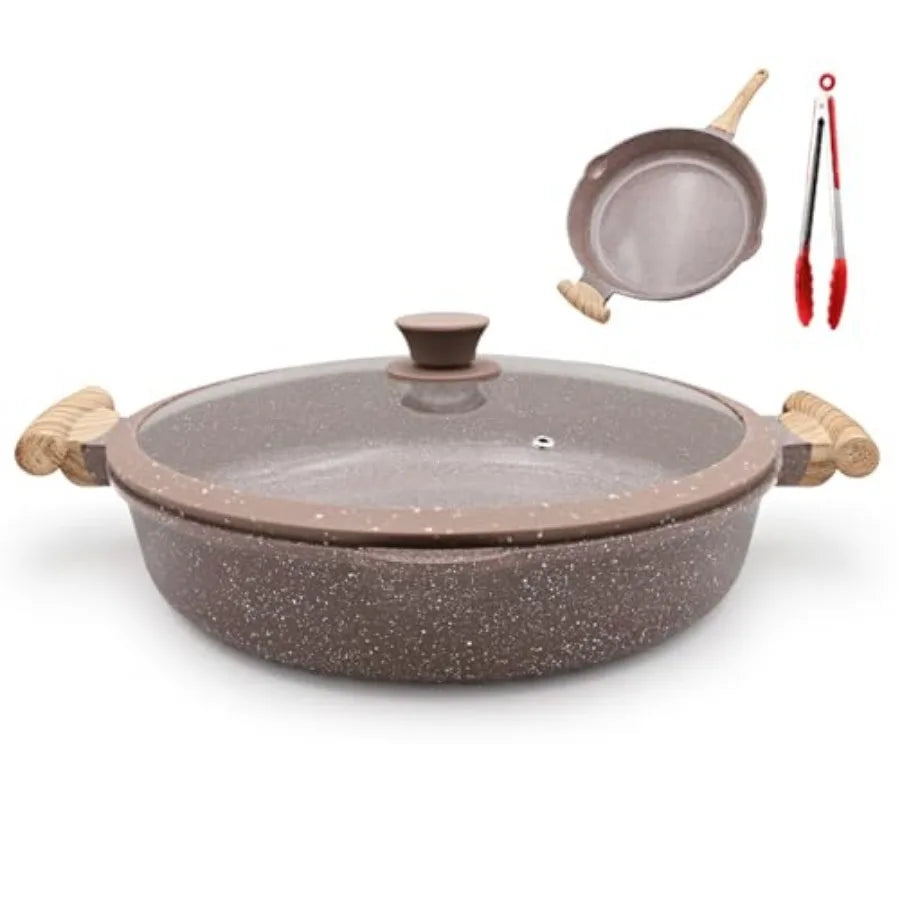 Ceramic Skillet Nonstick with Lid 14"
