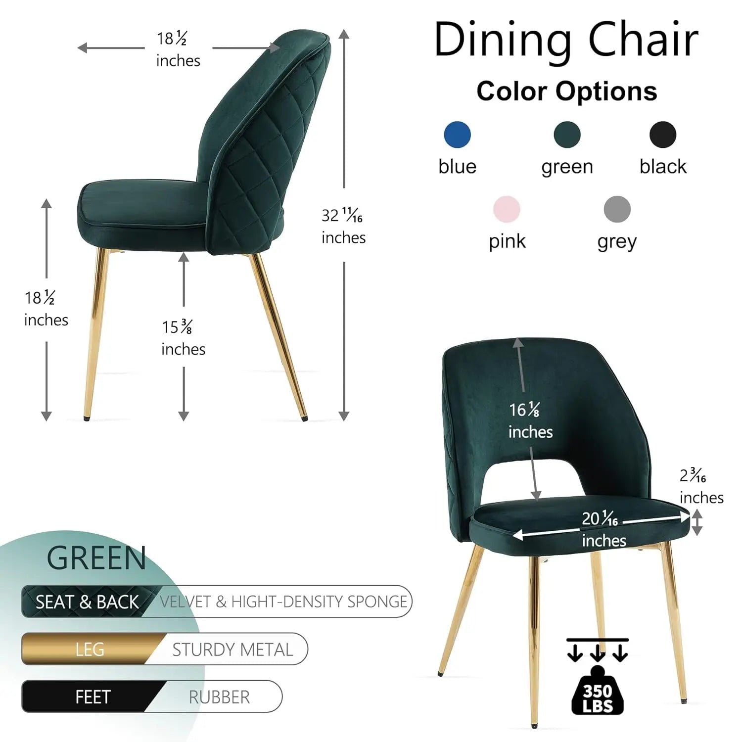 4 Modern Forest Green Velvet