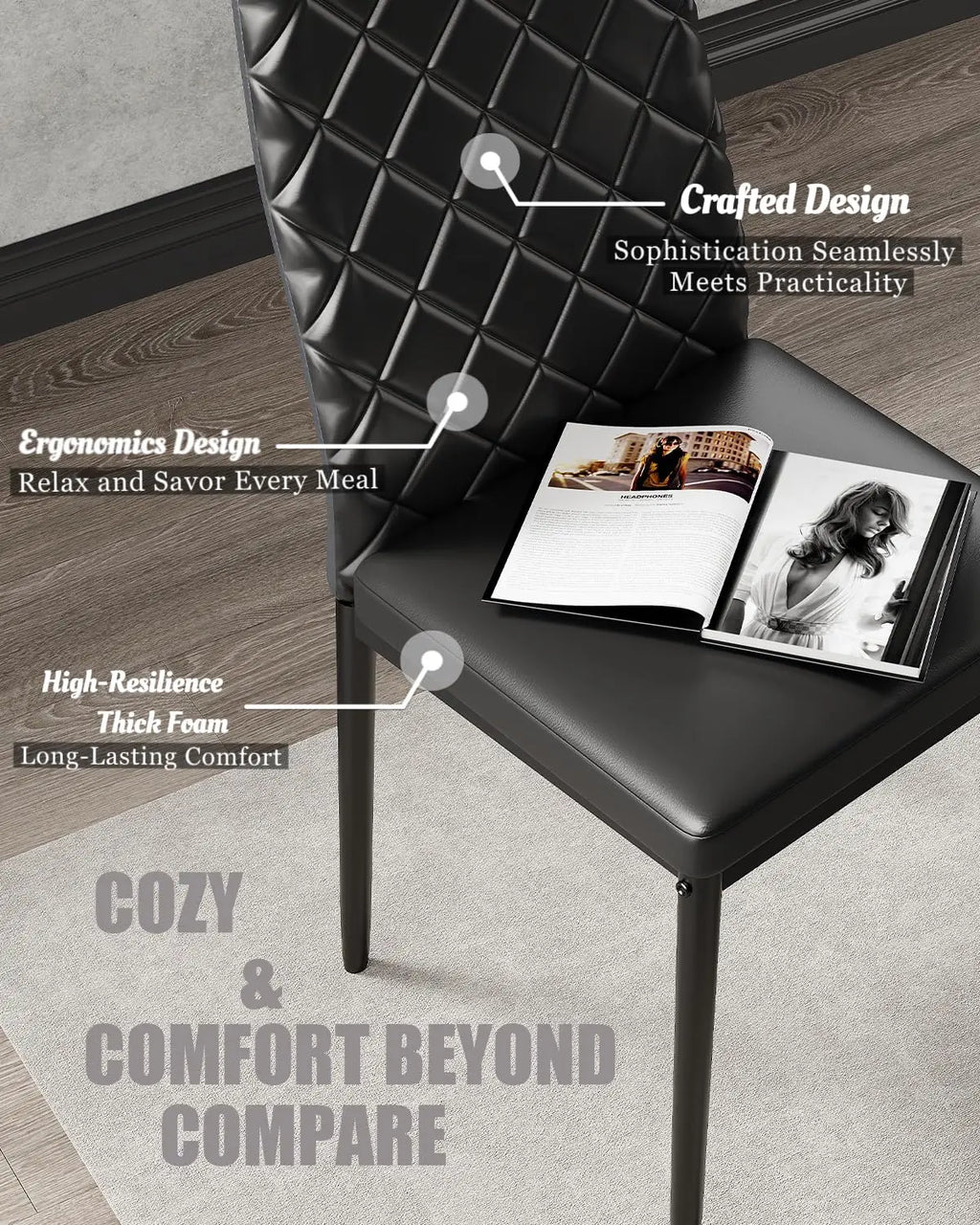 4 PU Leather Curved Back