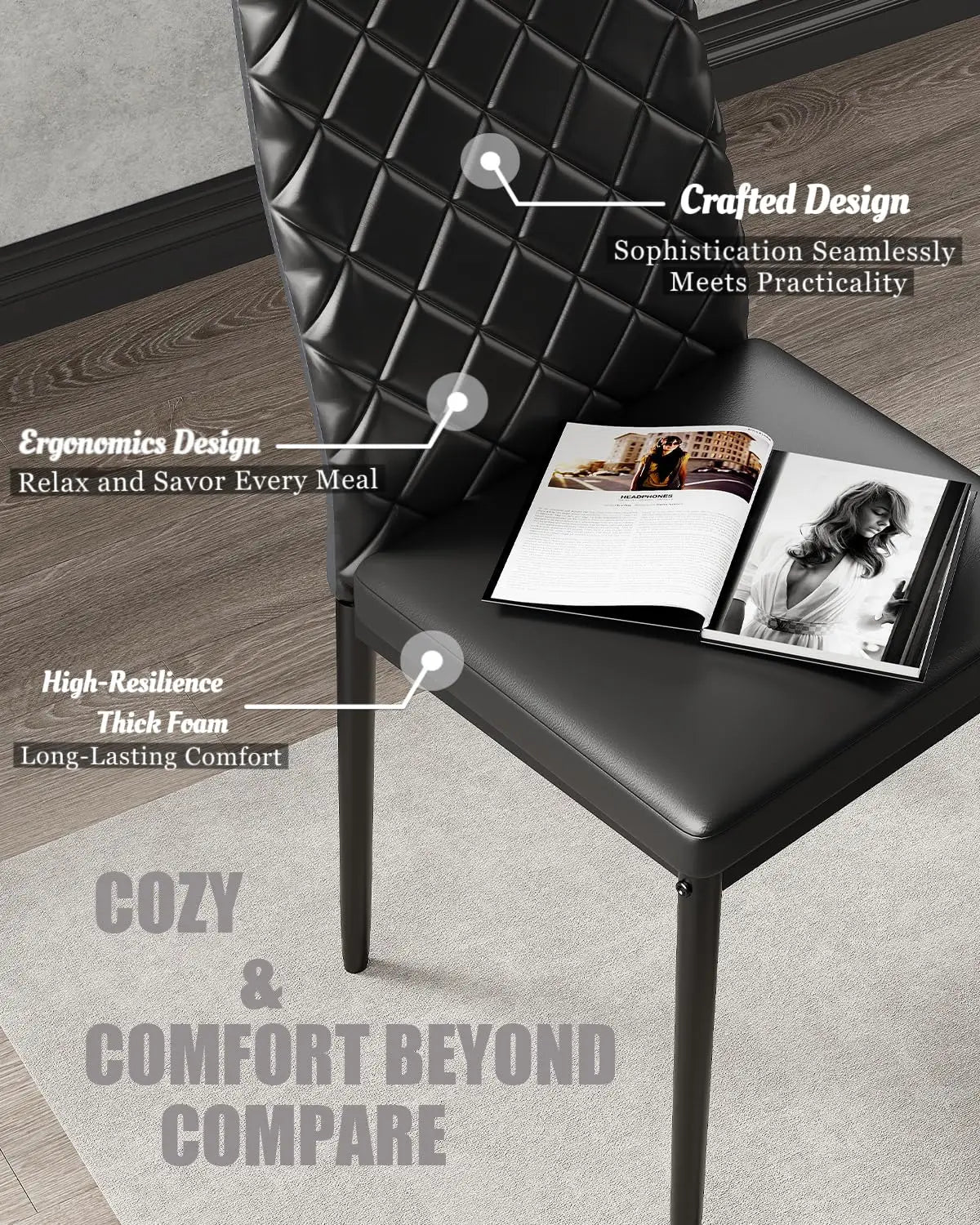 4 PU Leather Curved Back