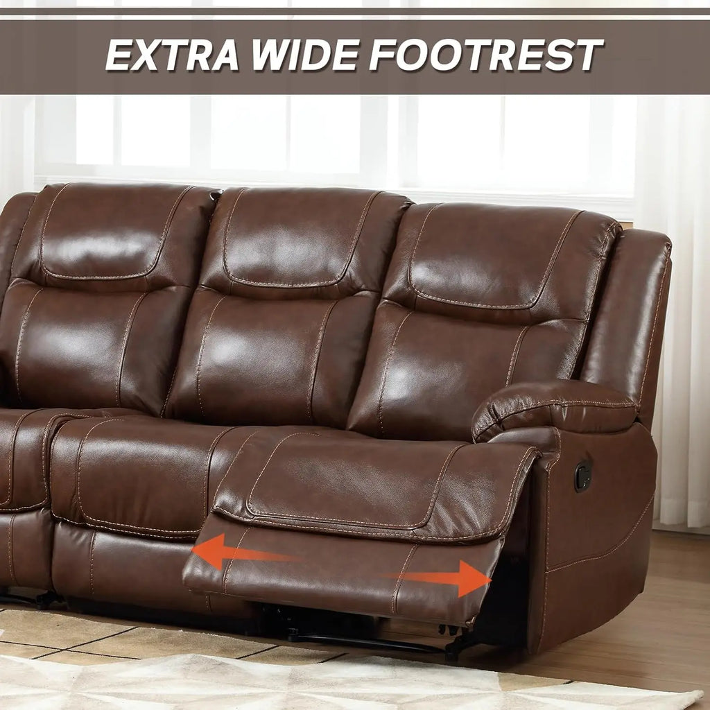 Leather Manual Recliner Sofa Set
