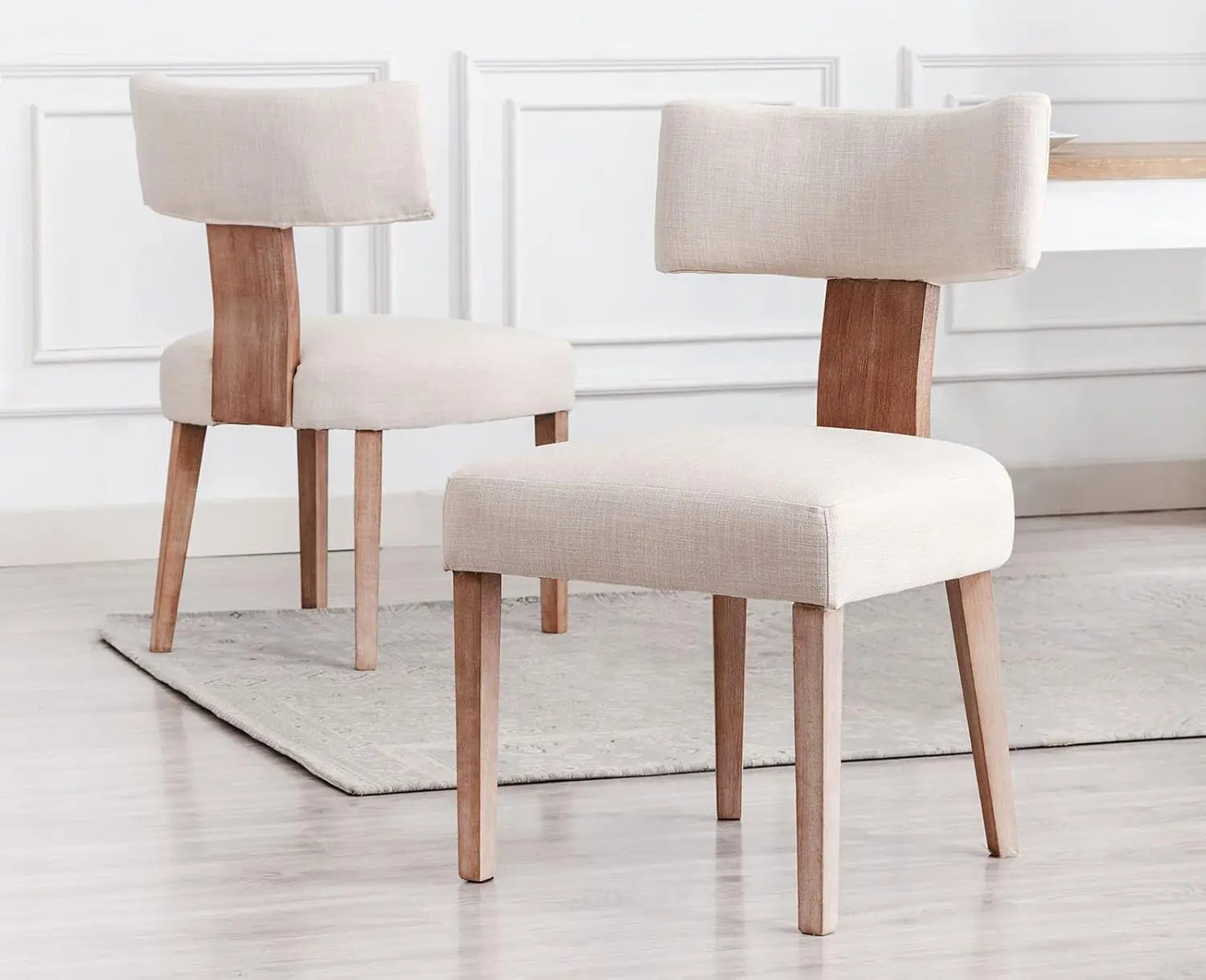 Upholstered PU Leather w/Wood Leg