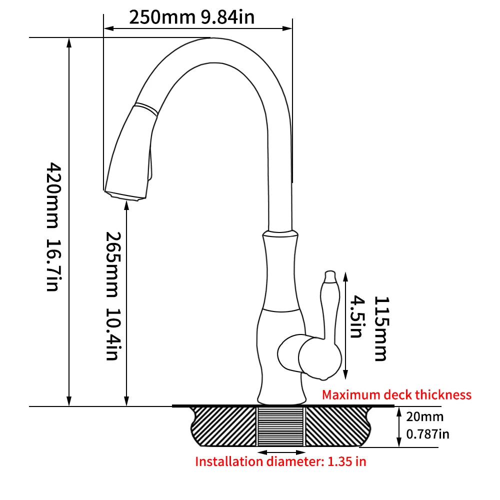 Black Silver Single Handle Pull Out Tap