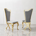 2 High Back Grey Fabric Stainless Steel