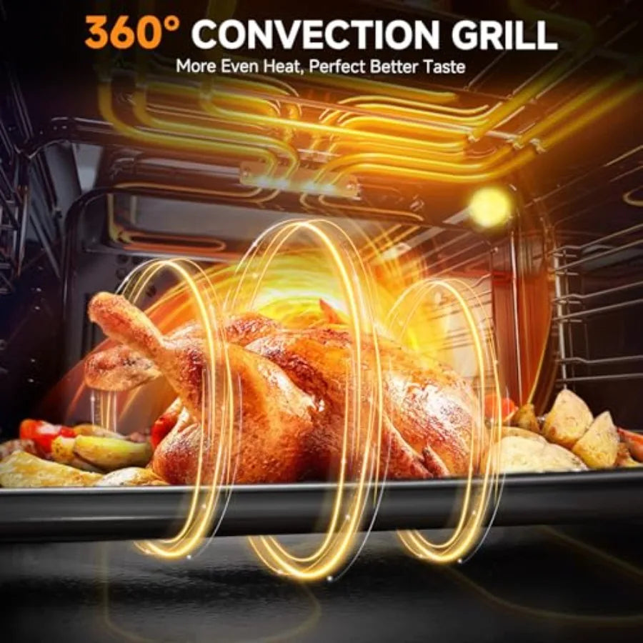 24" Electric Wall Oven 2200W 6 Cooking Modes Convection