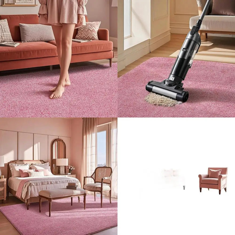 7x10 Washable Memory Foam Pink White