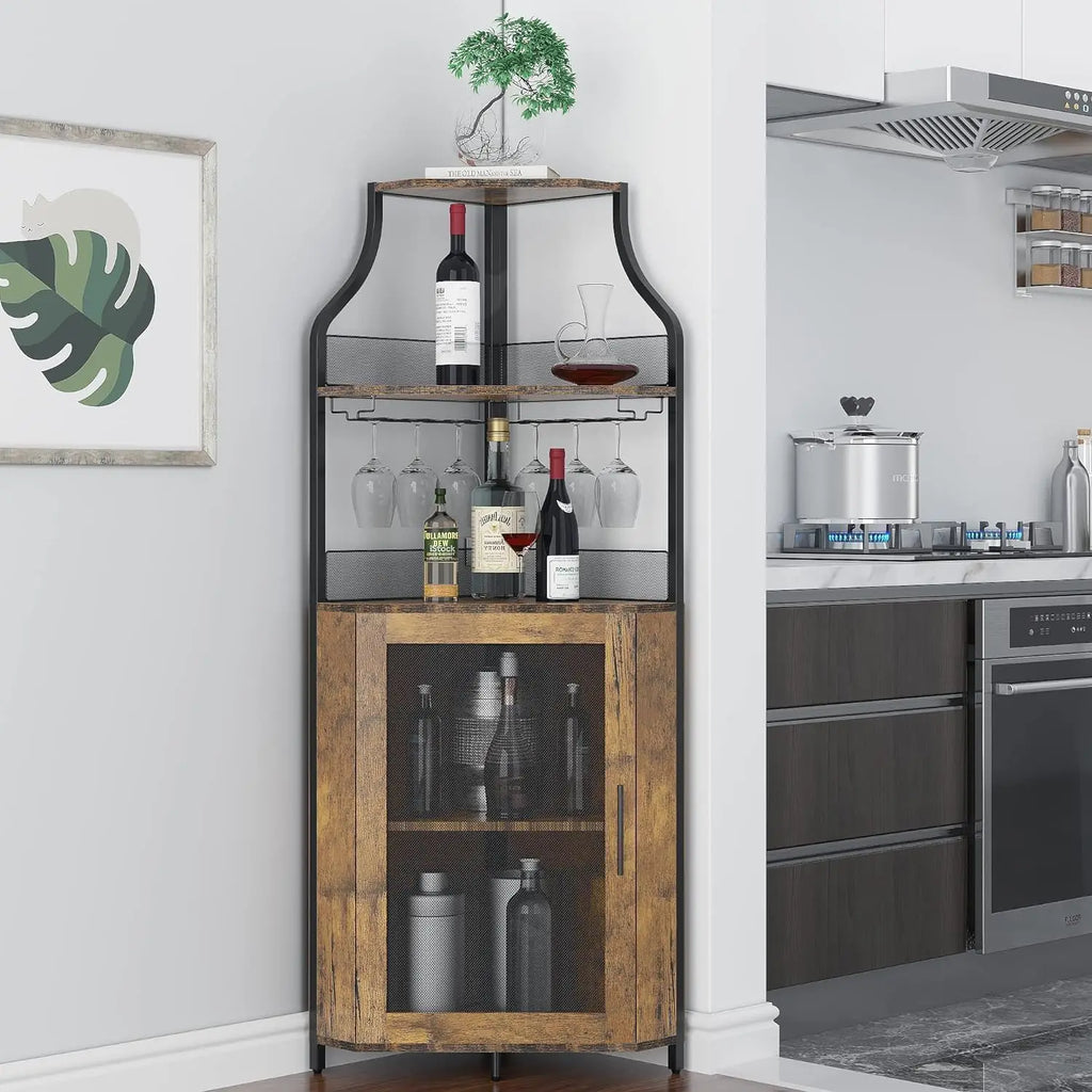 Corner Wine Rack W/Glass Holder