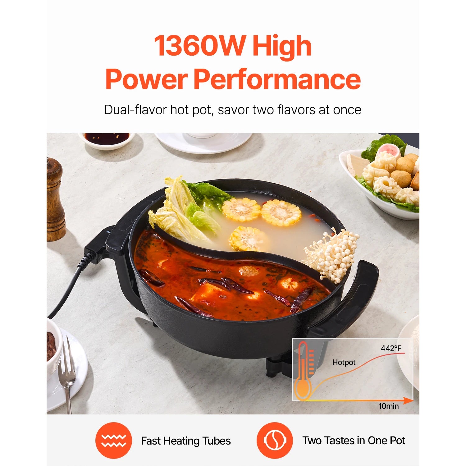 Electric Hot Pot 5 L Double Glass Lid