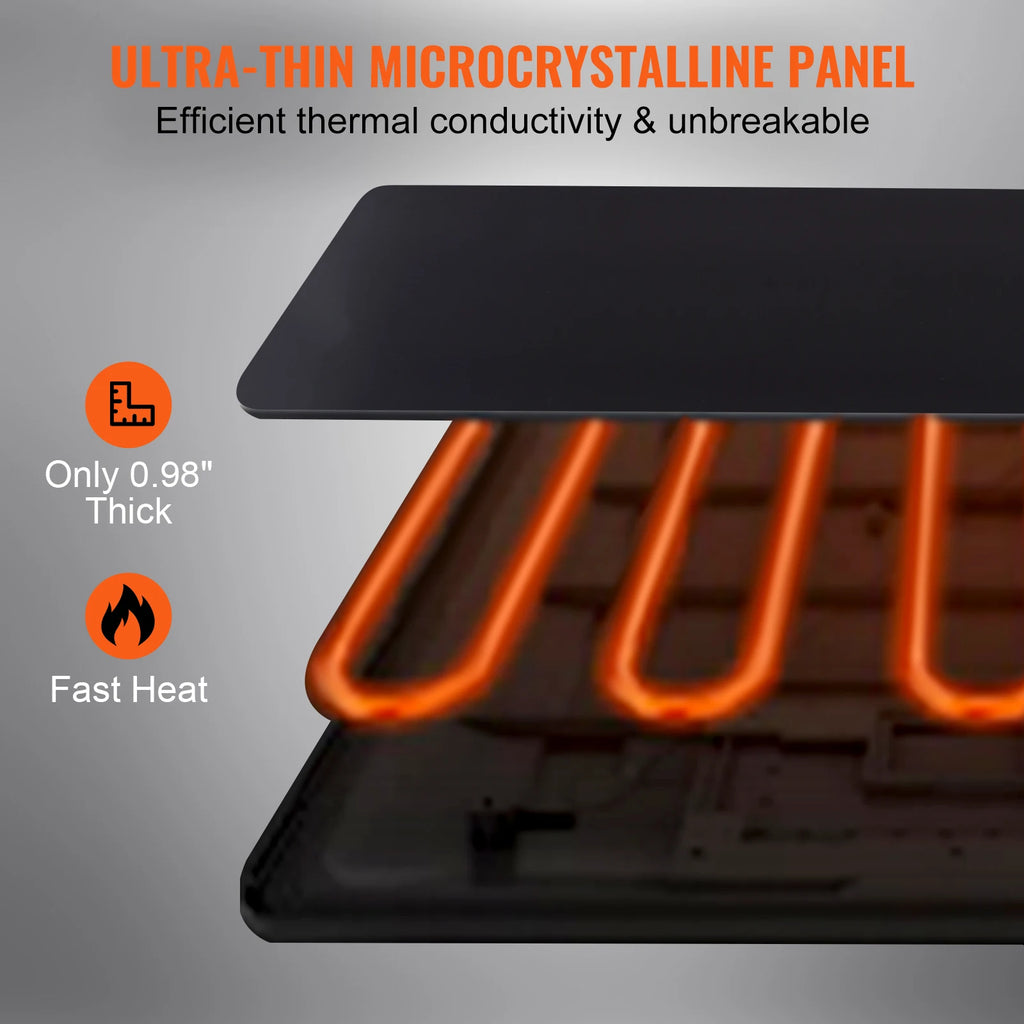 Warming Tray 16.5"x 23.6"/11" Portable Tempered Glass