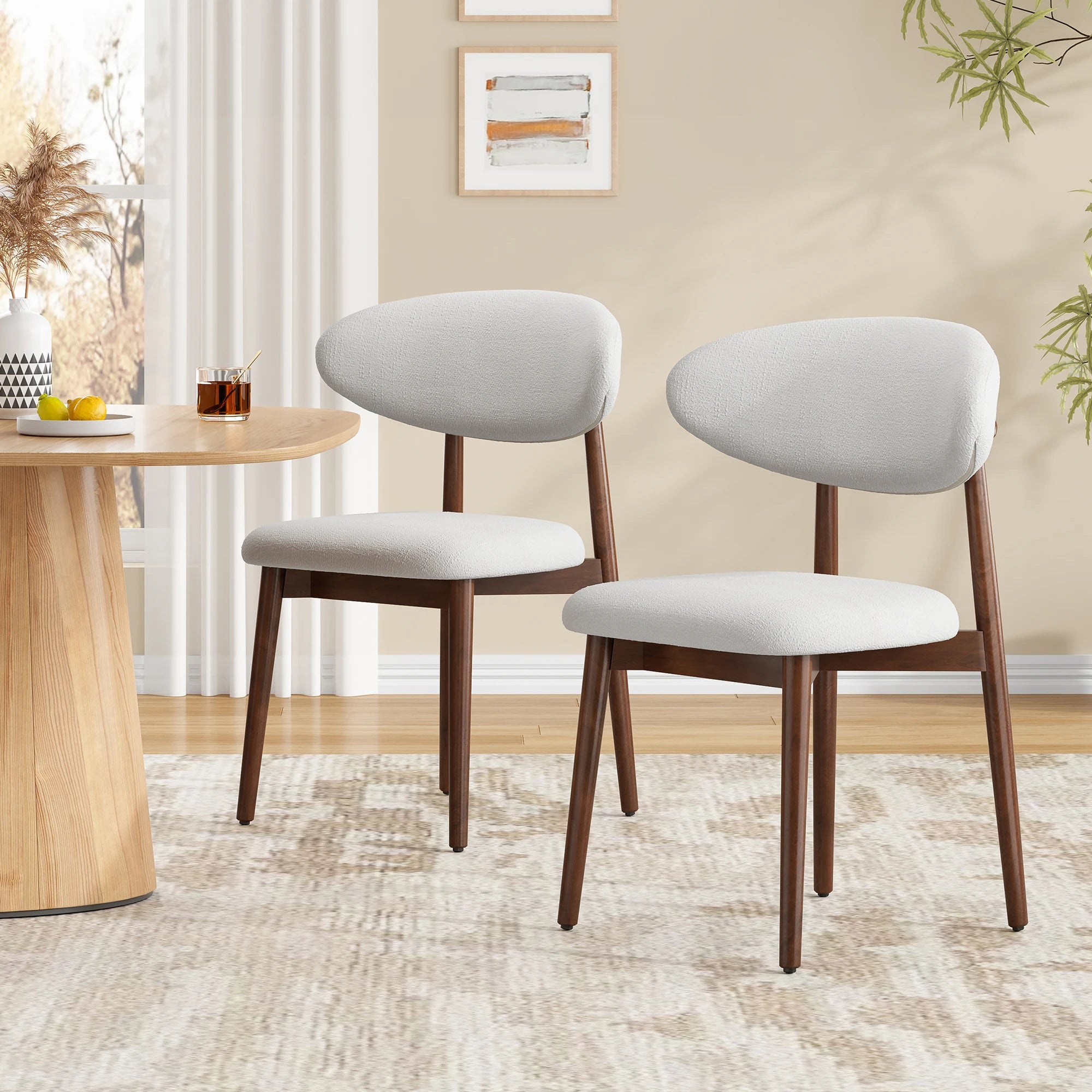 2 Solid Wood Modern Upholstered