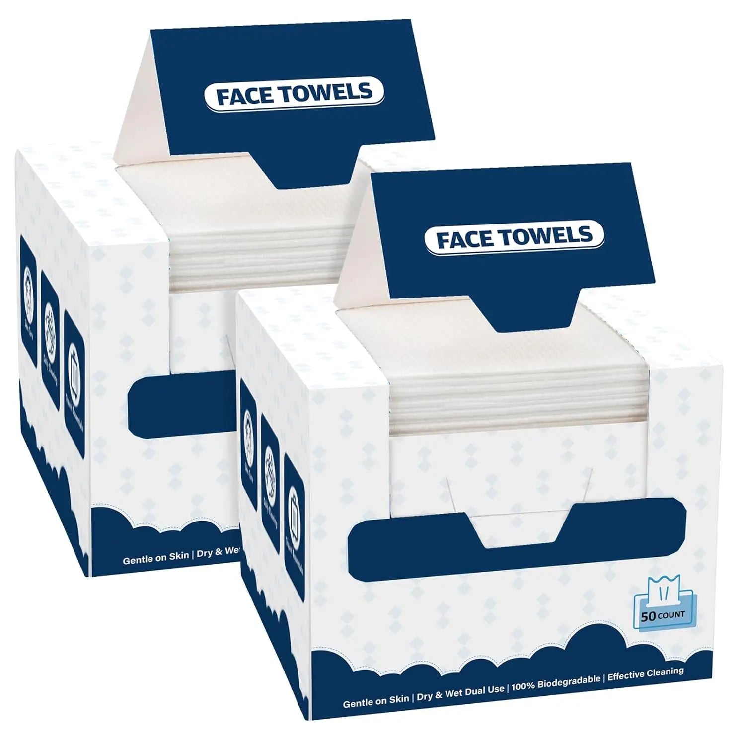 Disposable Face Towels, 100 Count (2 Box) Biodegradable