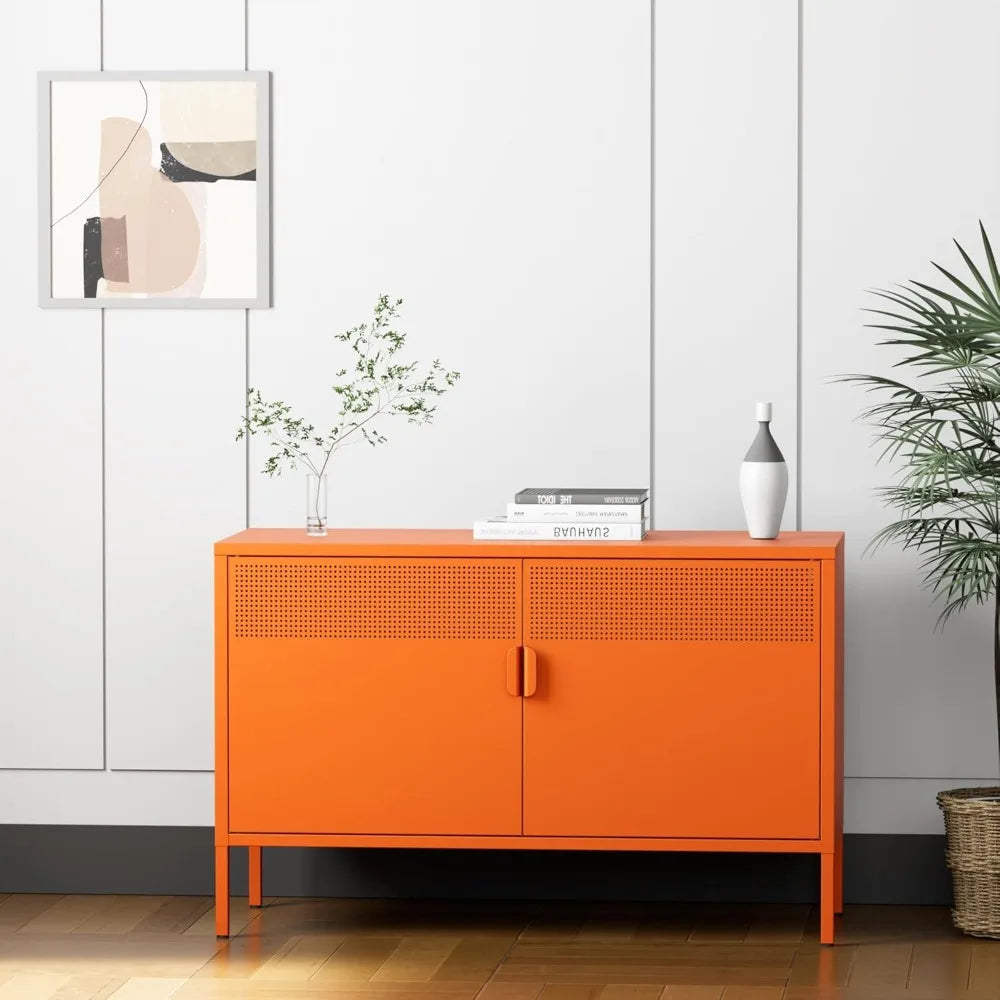 Orange Metal Accent Cabinet