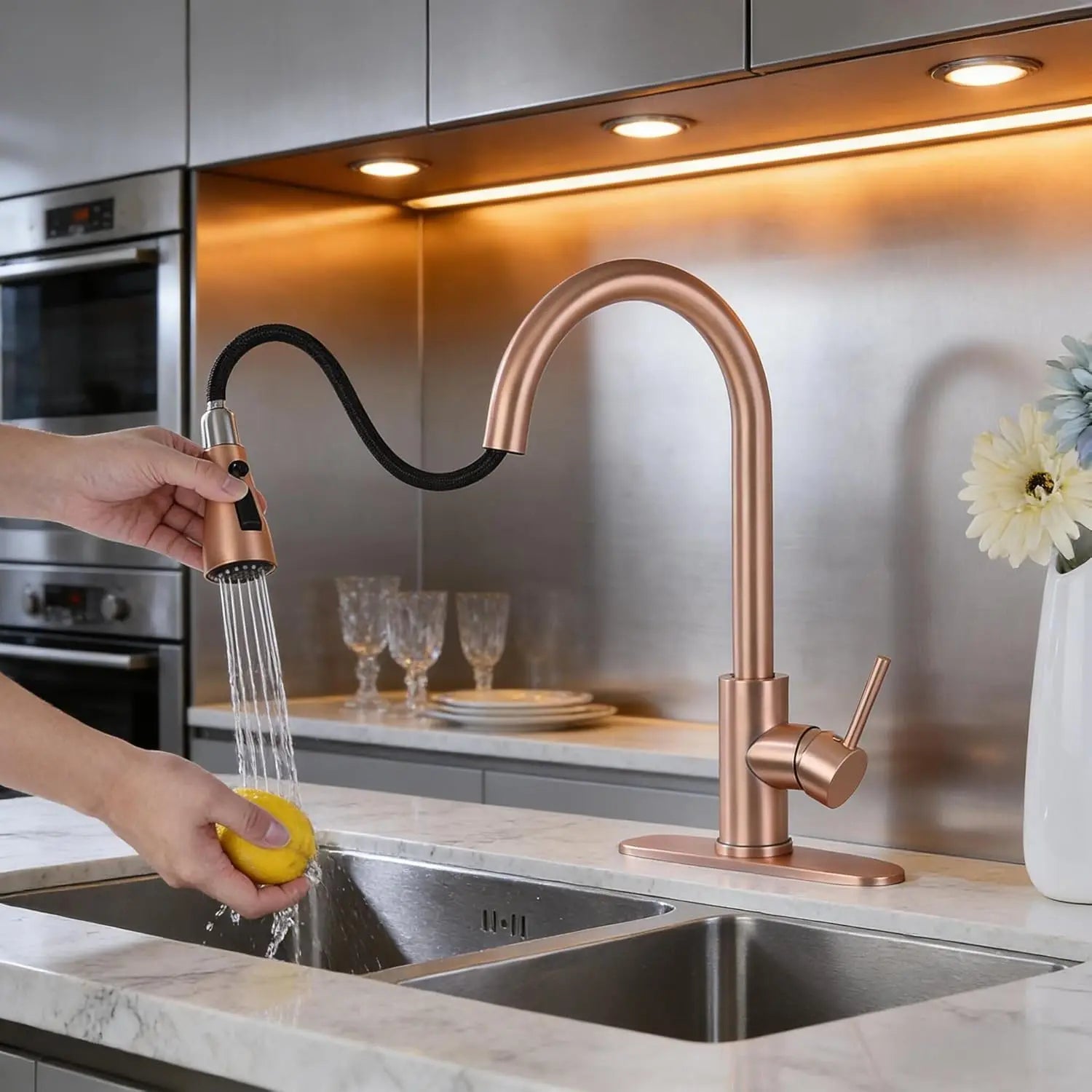 Rose Gold Faucet, 304 Stainless Steel