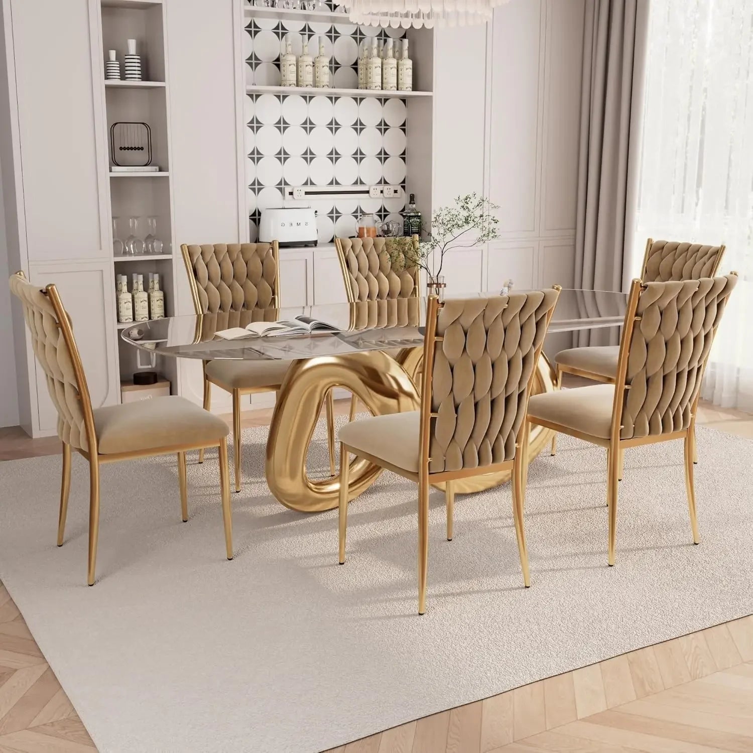 6 Modern Velvet Upholstered w/Metal Legs