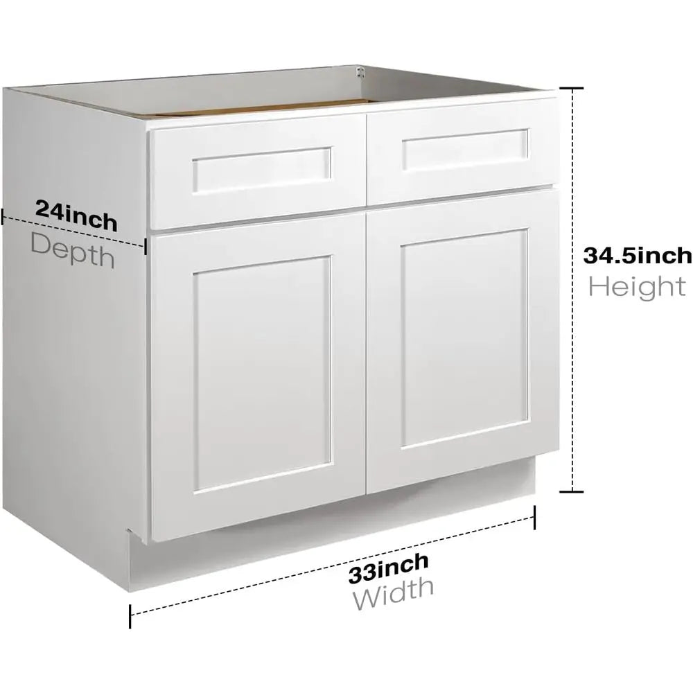 33" W White Shake RTA Base Cabinet