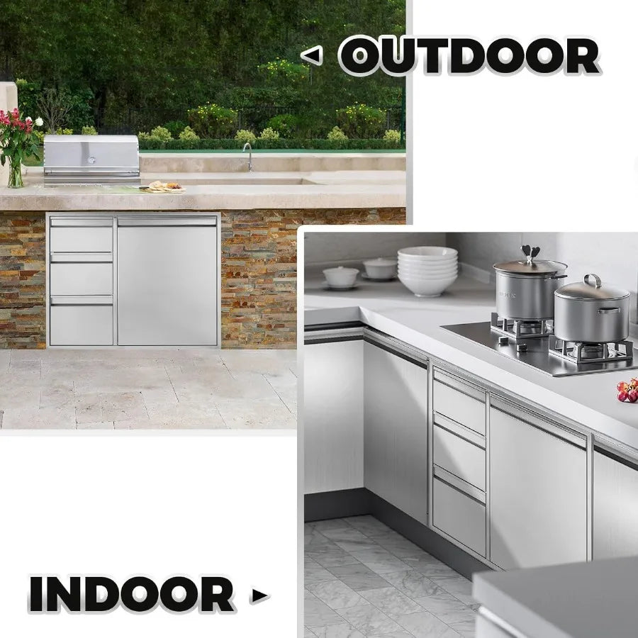 Indoor/Outdoor Tripel Drawer Combo Trash Drawer