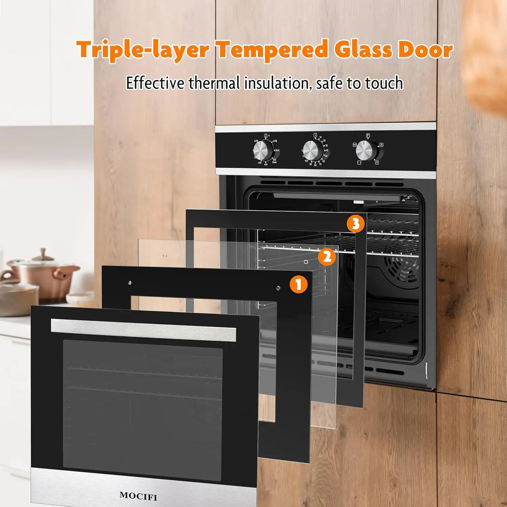 24" Gas Wall Oven, 2.3 CF Natural Gas, Bake Broil Rotisserie