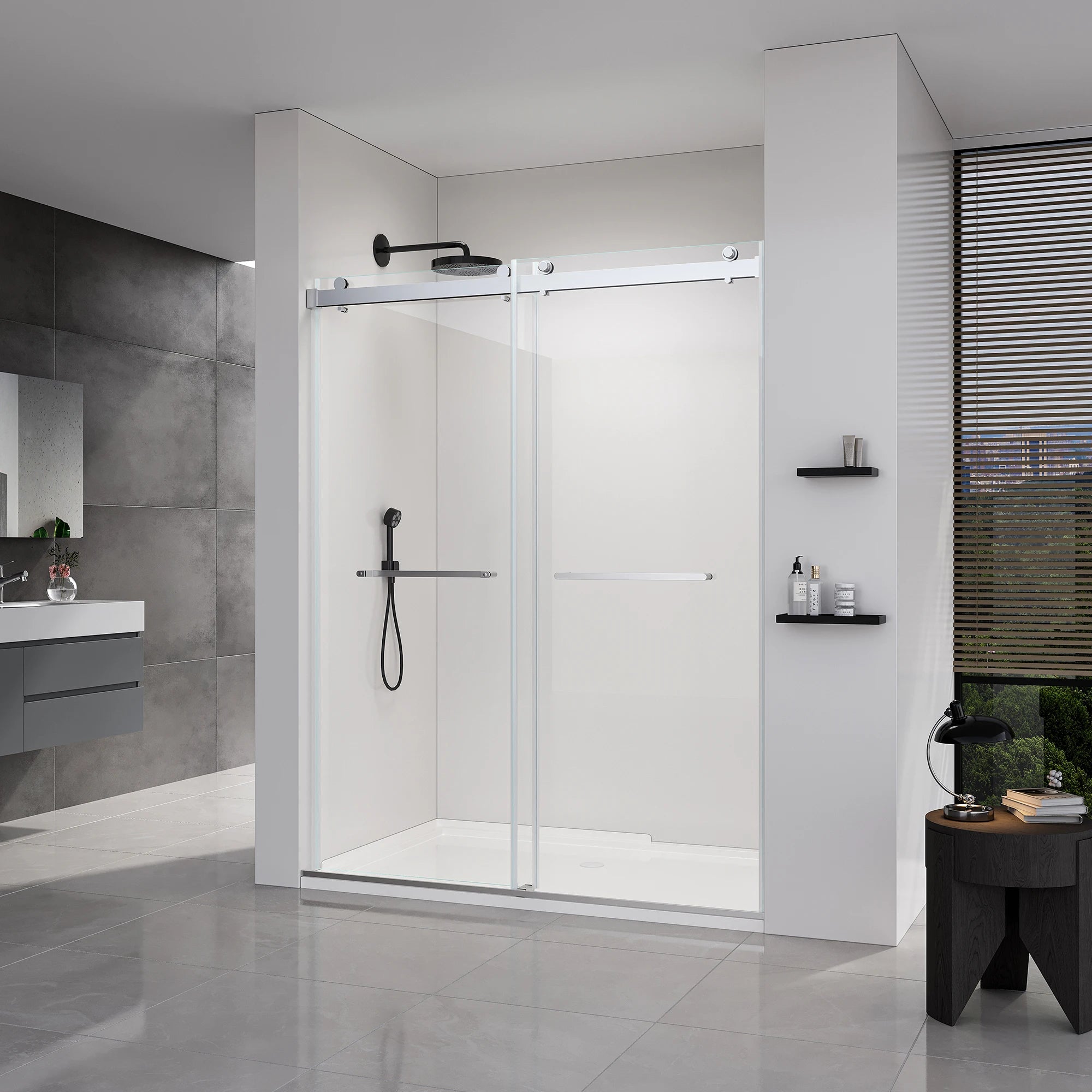 56-60" x 76" Glass Shower Door Frameless