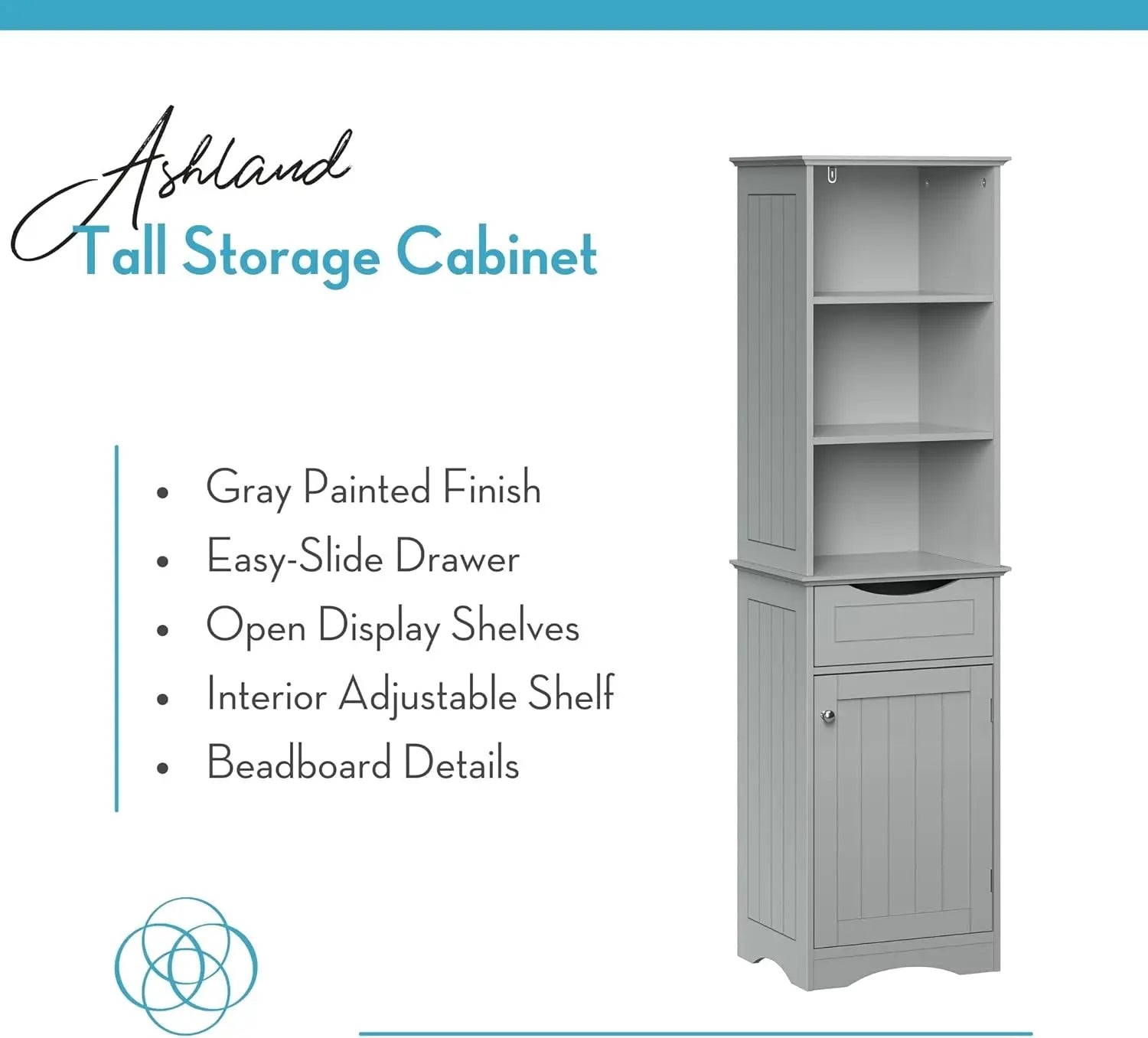 Freestanding Bathroom Storage Cabinet W/3 Shelves