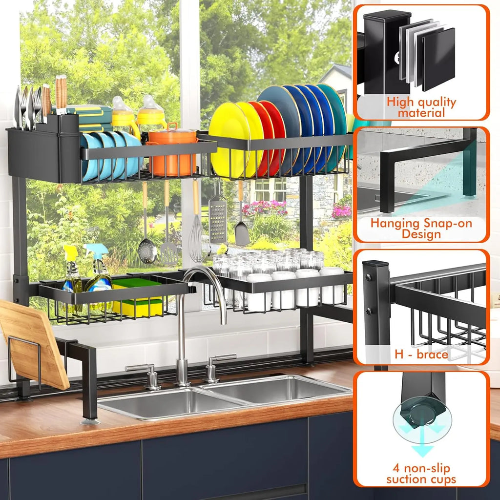Extendable Over-Sink Dish Rack, Large