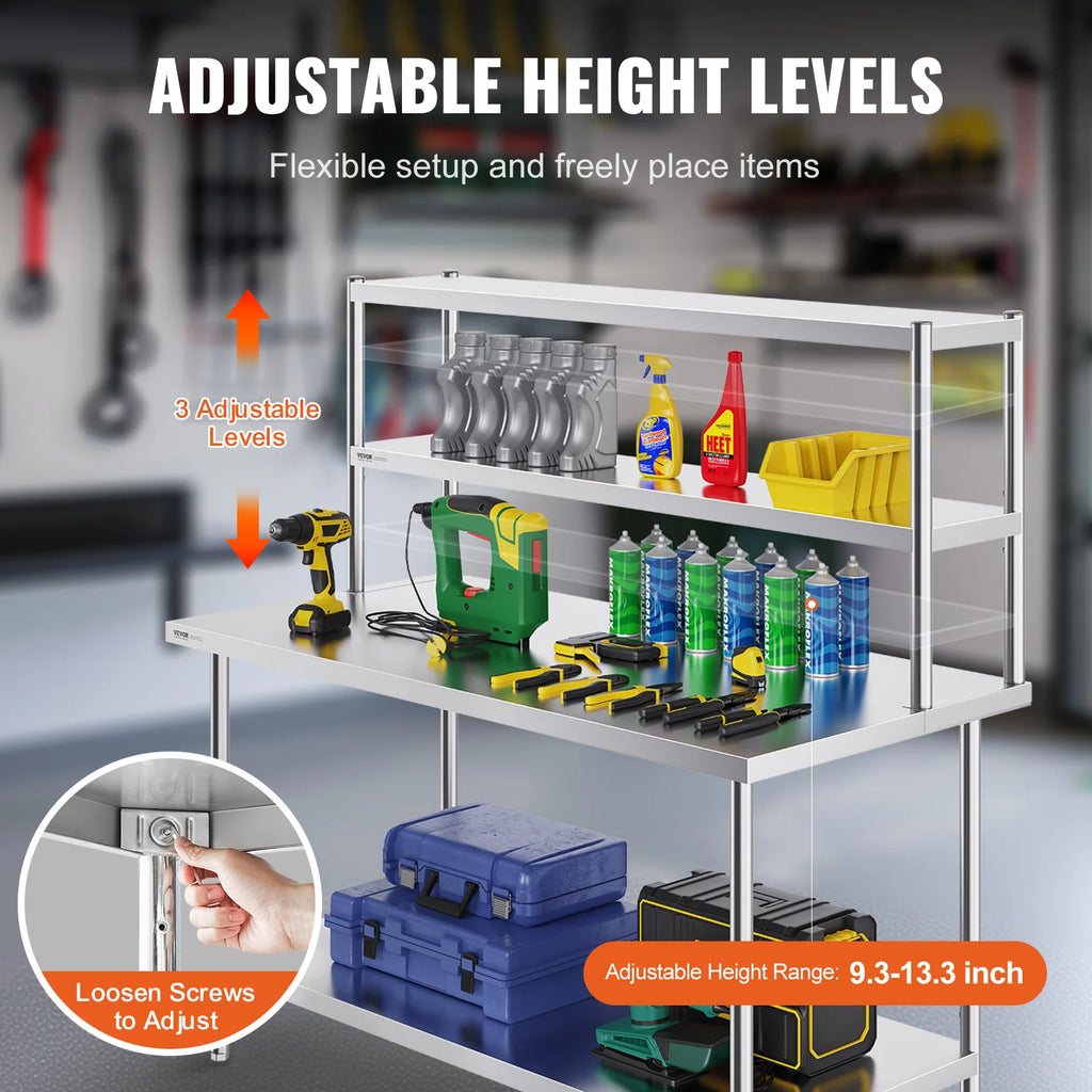 Stainless kitchen worktable Overshelf