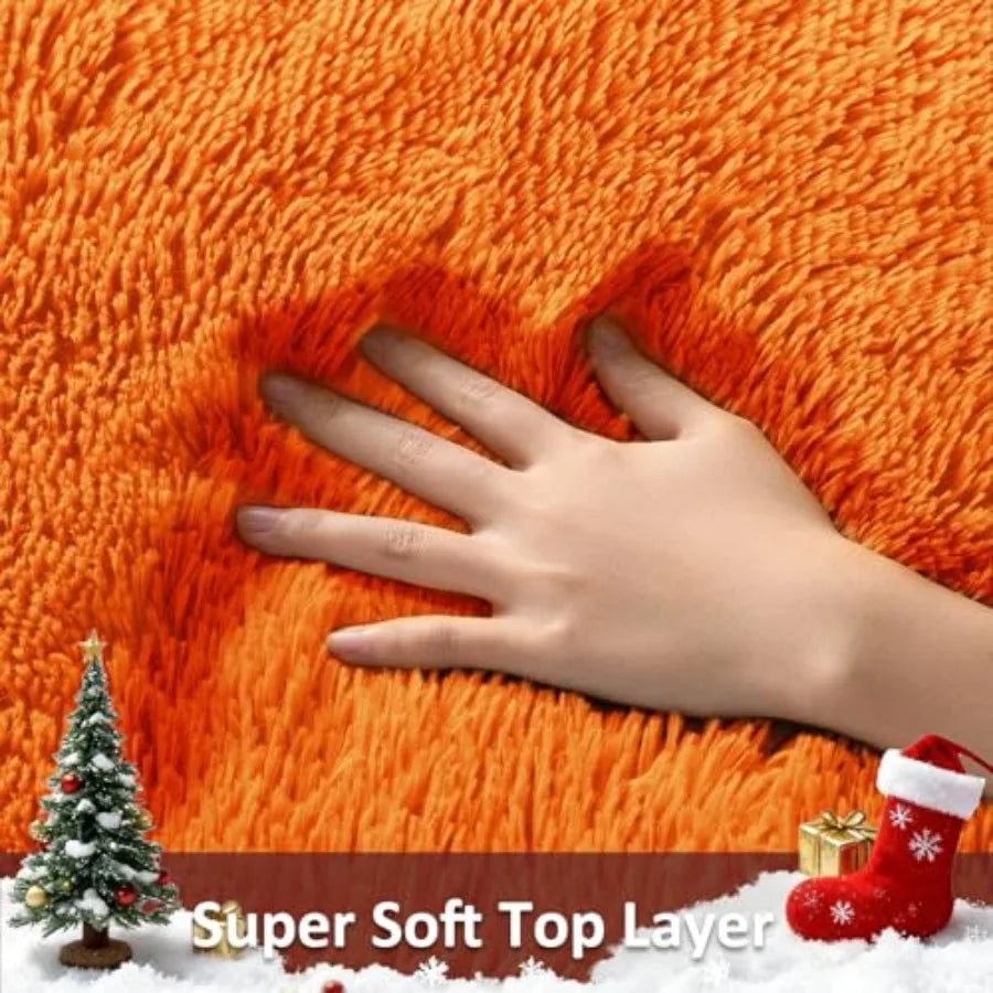 5x8 Orange Plush Fluffy Fuzzy Furry