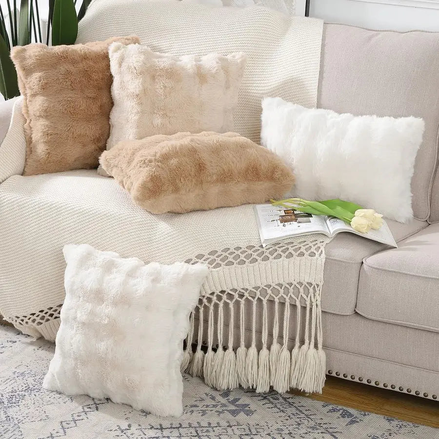 2 Thick Plush Wool Pillow Covers 24x24