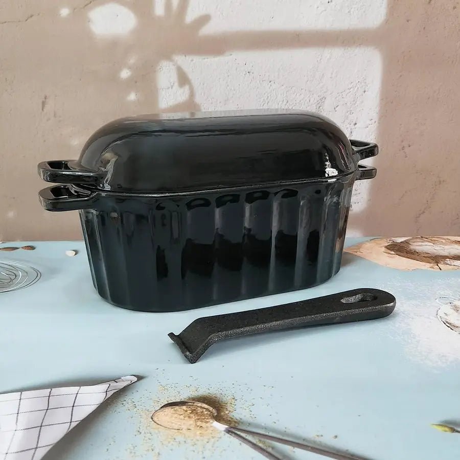 Oven Enameled Cast Iron Bread Pan W/Lid