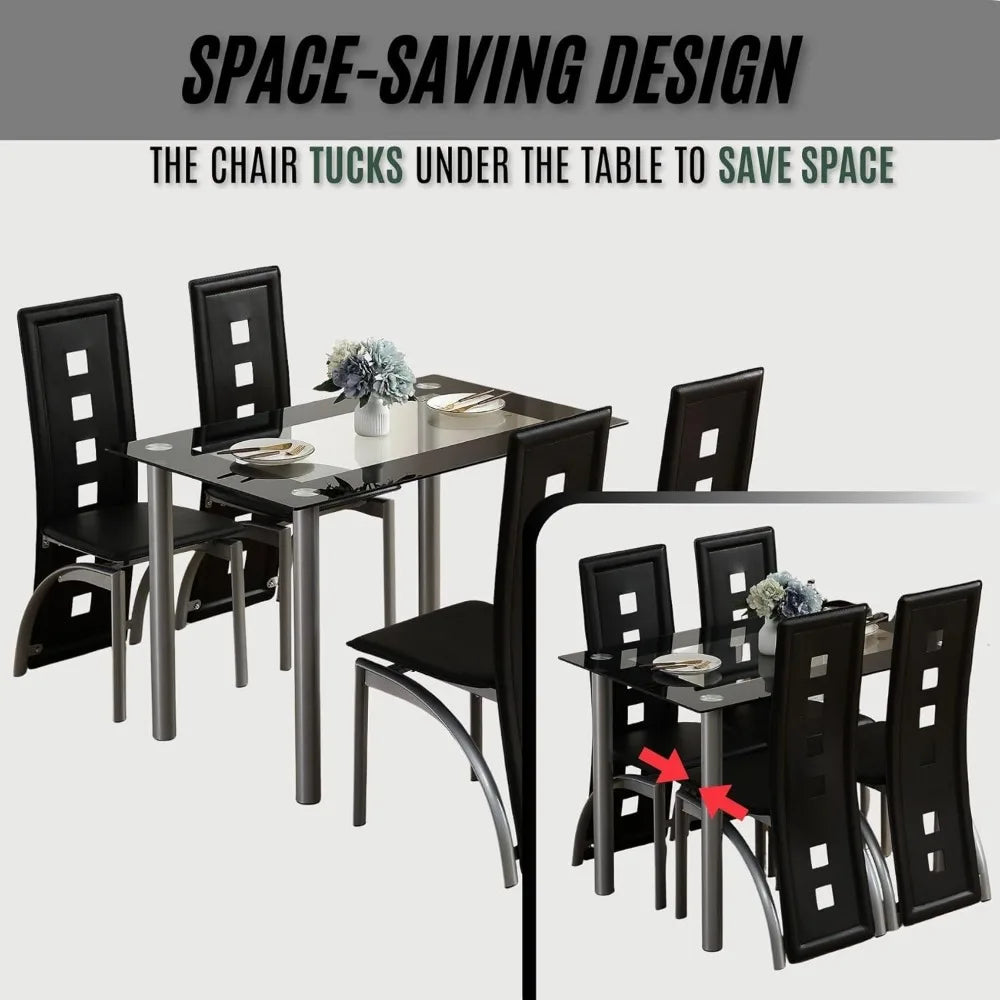 Modern 5-Piece Set w/glass Table