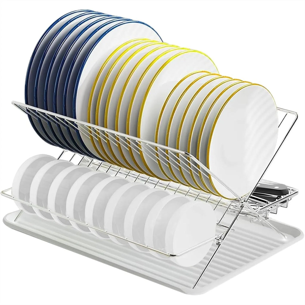Stainless Steel Foldable Dish Rack, 2 Tier