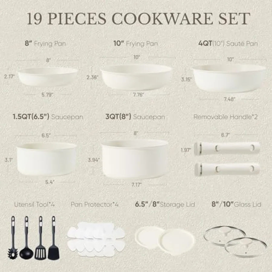 19pcs Pots and Pans Set, Nonstick Cookware