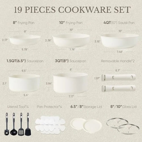 19pcs Pots and Pans Set, Nonstick Cookware