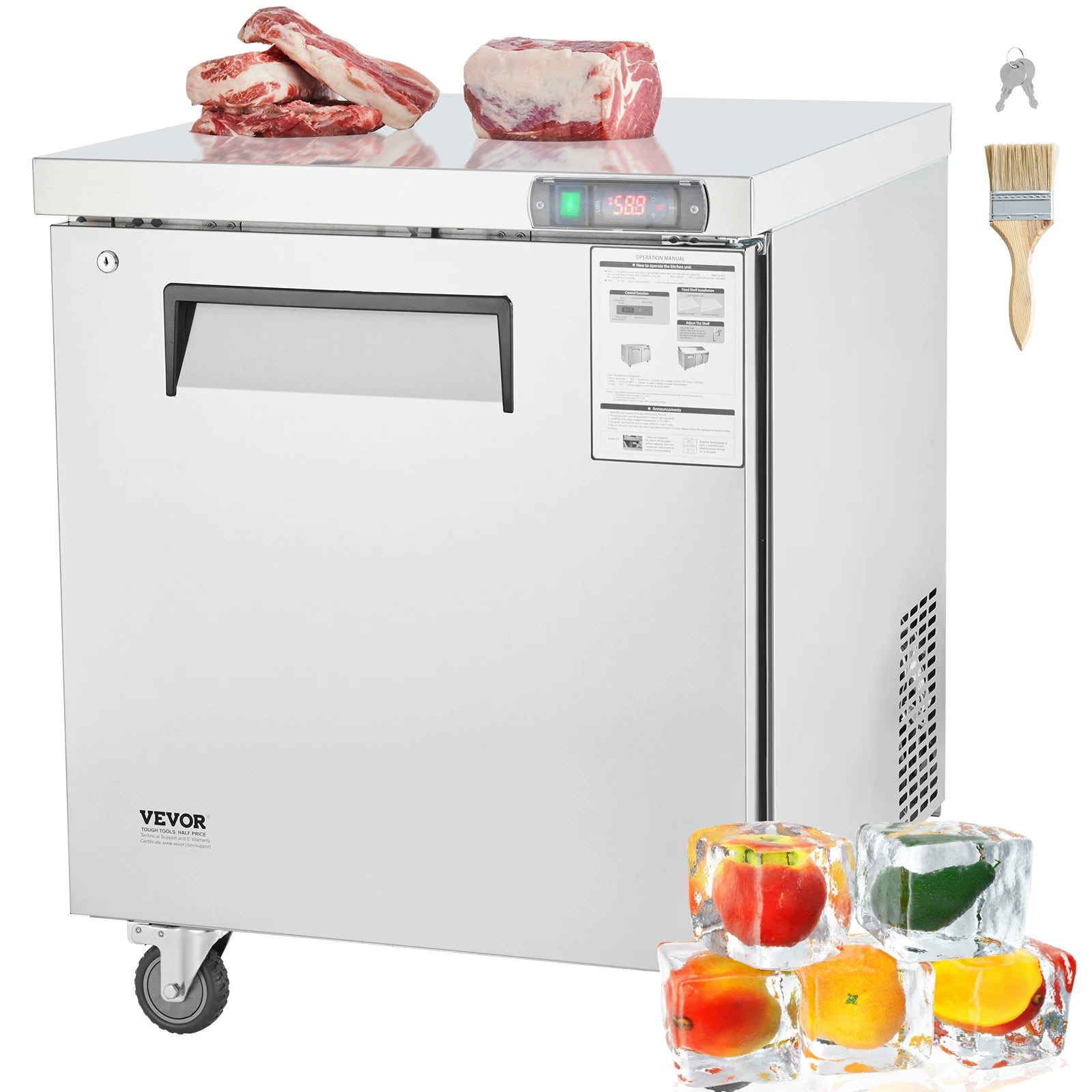 7.4 CF Commercial Frozen Refrigerator Sandwich/Salad Prep Table