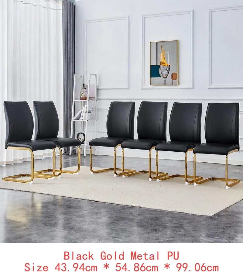 6 Black PU Leather Gold Metal Legs