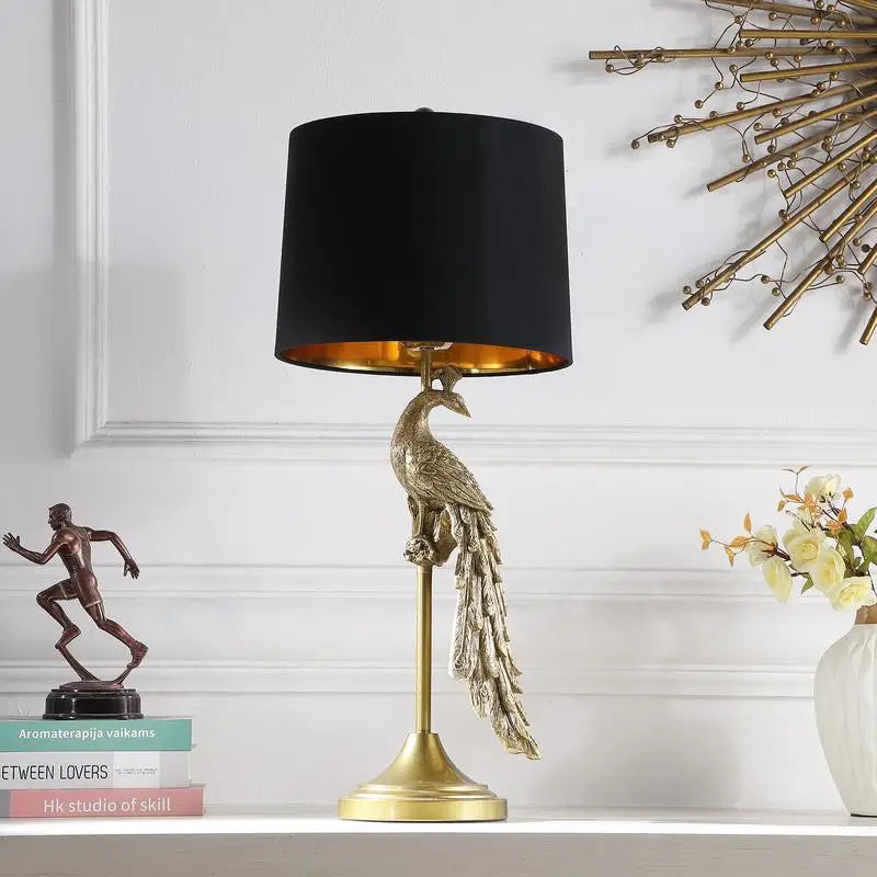 Modern 29" Elegant Golden Peacock Lamp