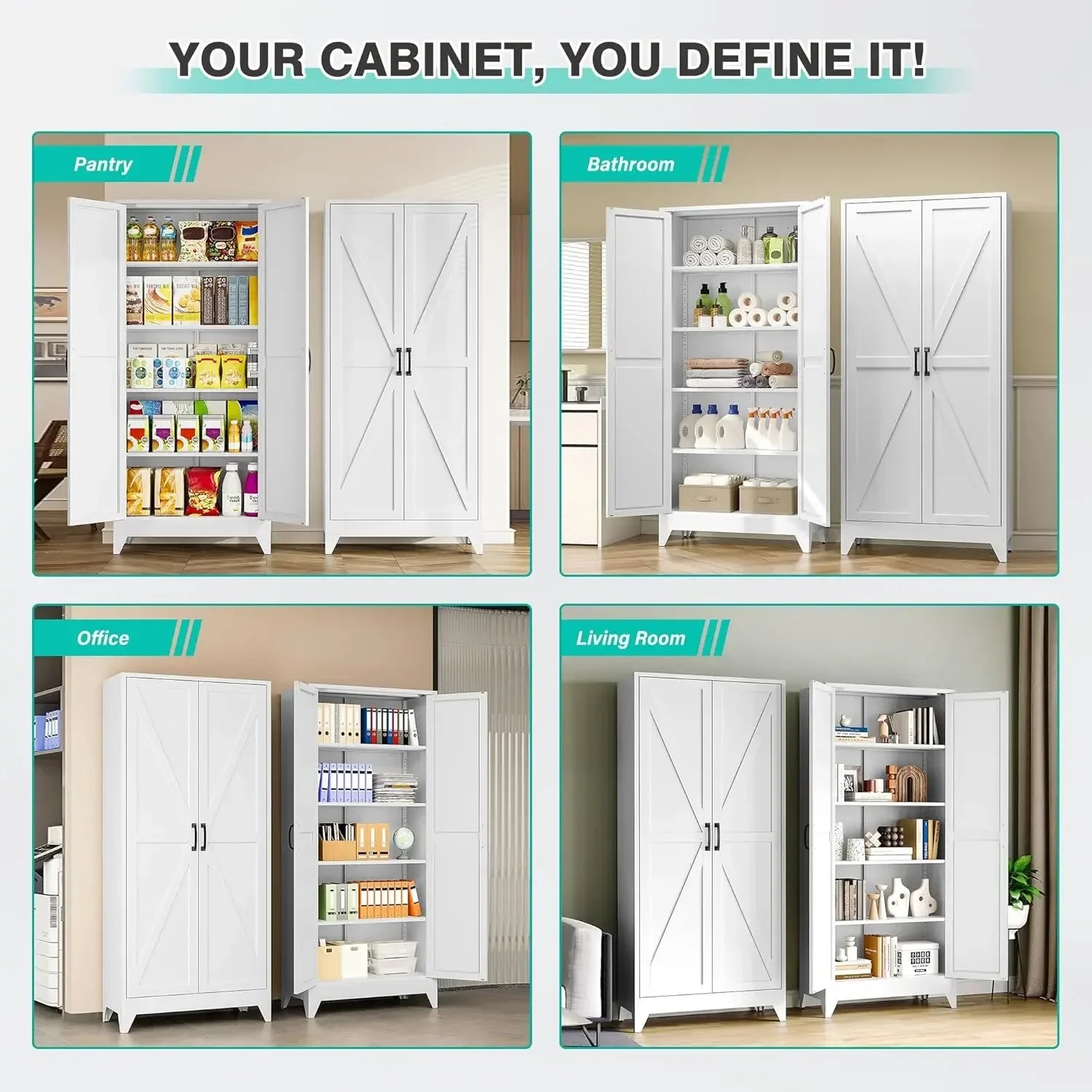 75" Tall Pantry Cabinet, Farmhouse Kitchen