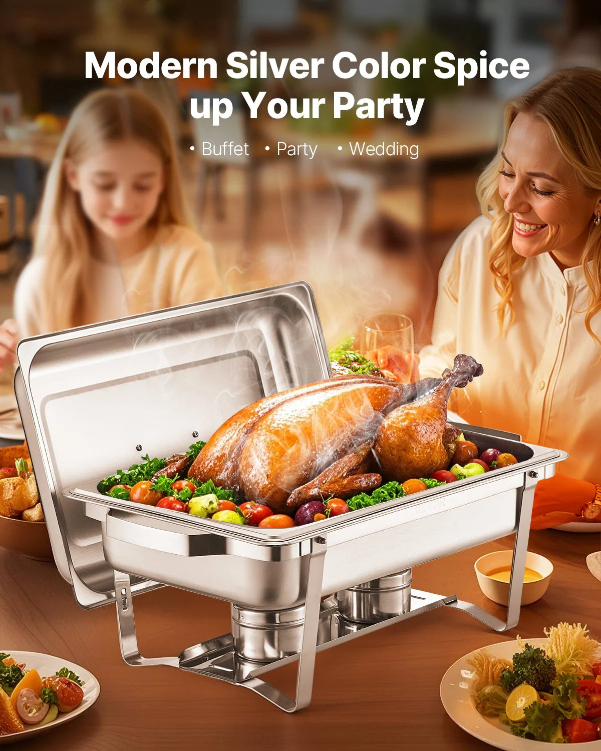 8 Qt 4/6 Pack Chafing Dish Buffet Set Stainless