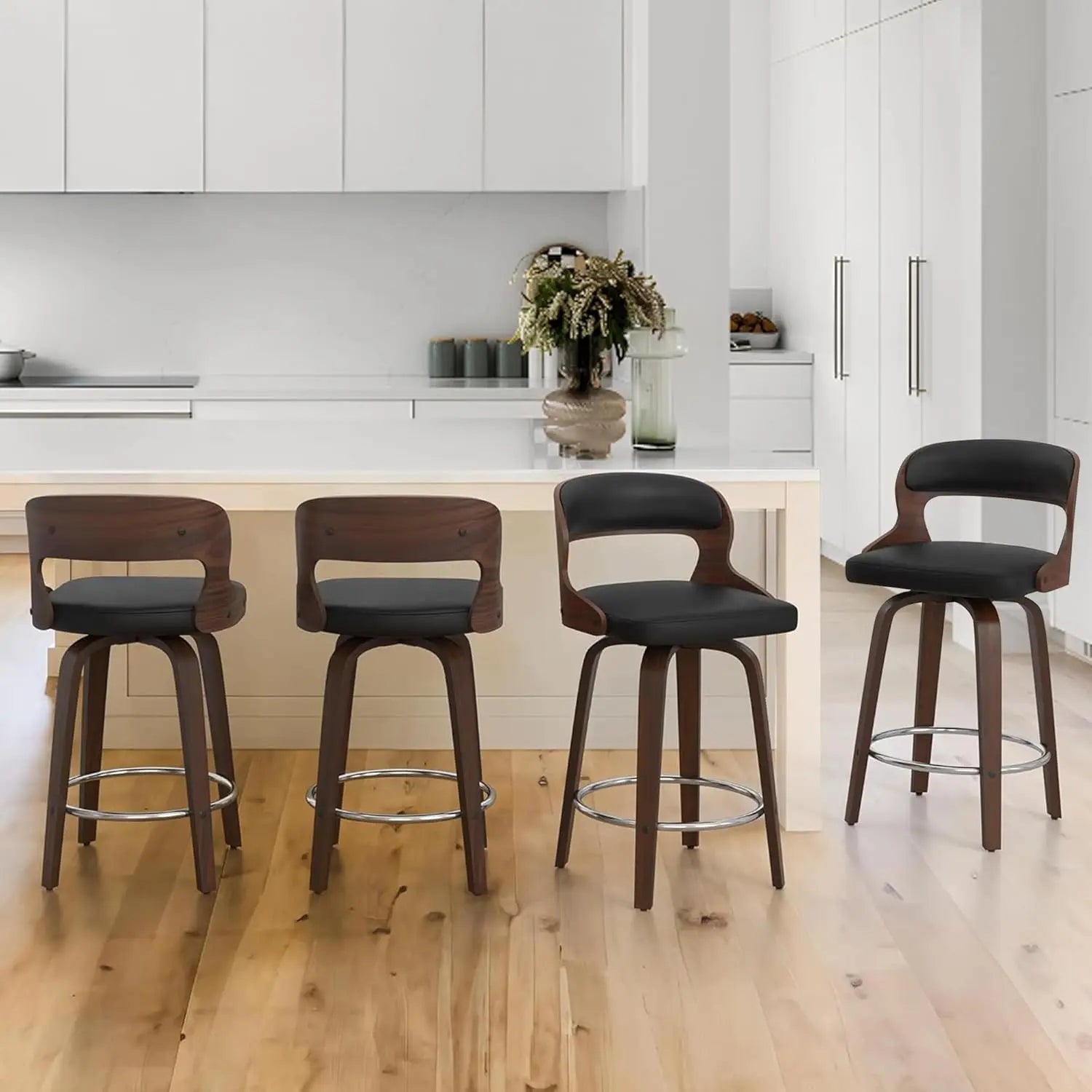 26"Barstools with Bentwood/Leather Swivel
